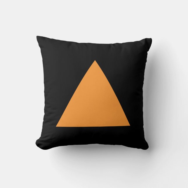 Triangel Färg - Lt-Orange på svart Kudde (Framsida)