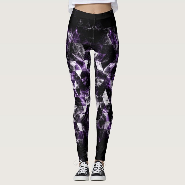 Triangel Geometric Lila Smoky Galaxy mönster Leggings (Framsida)