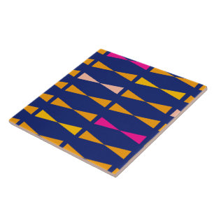 Triangel Geometrisk Rolig Modern Blå Orange Kakelplatta