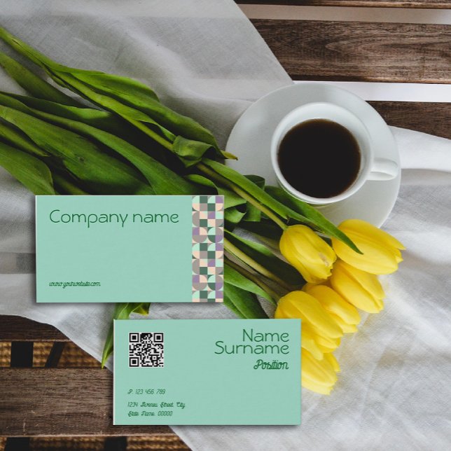 Triangel grön turkos  grå QR Affärscort Visitkort (Skapare uppladdad)