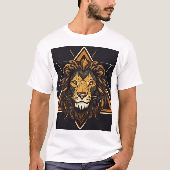 Triangel - Lejon grafik T-Shirt - fetstil och unik (Framsida)