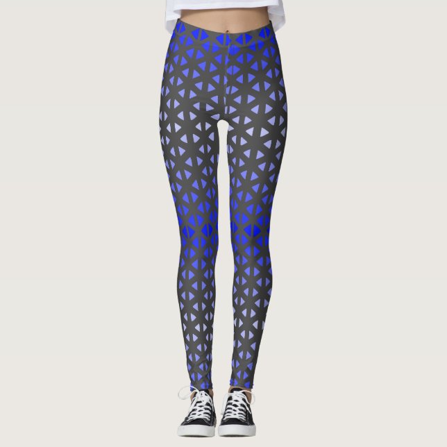 Triangel.Mönster.shade.blue.01 DGrey BG Leggings (Framsida)