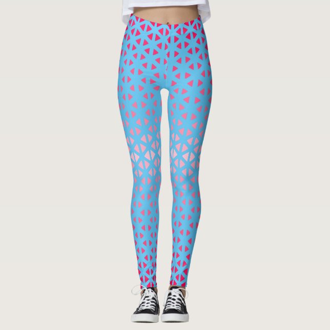 Triangel.Mönster.shade.rosa.02 LBlue BG Leggings (Framsida)
