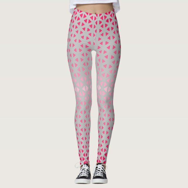 Triangel.Mönster.shade.rosa.02 LGrey BG Leggings (Framsida)