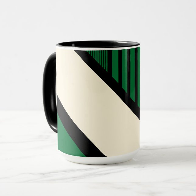 Triangel Rand - Grönt, Cream och Black Mugg (Framsida vänster)