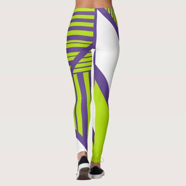 Triangel Rand i Lime Green & Lila Leggings (Baksida)