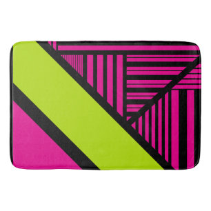 Triangel Rand i Lime Green, Shock rosa and Black Badrumsmatta