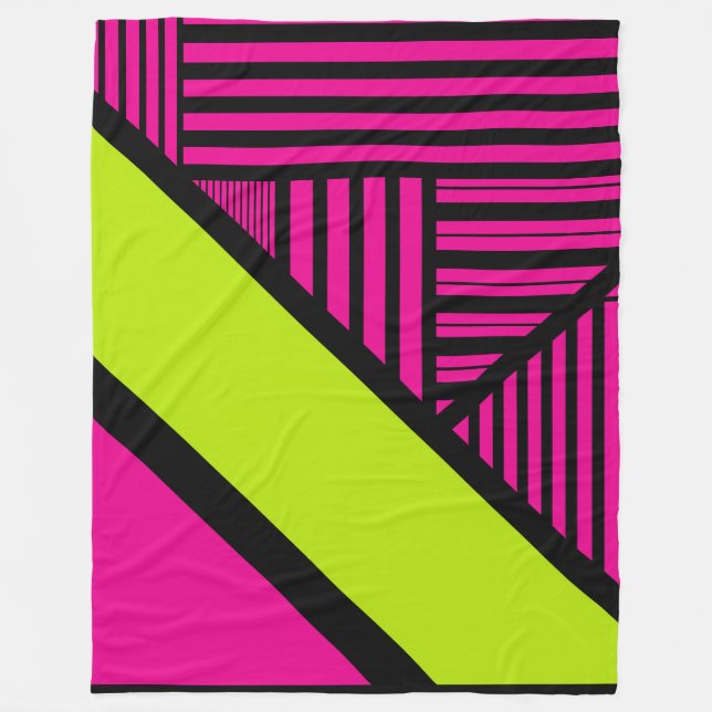 Triangel Rand i Lime Green, Shock rosa and Black Fleecefilt (Framsidan)