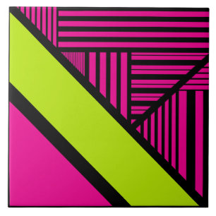 Triangel Rand i Lime Green, Shock rosa and Black Kakelplatta