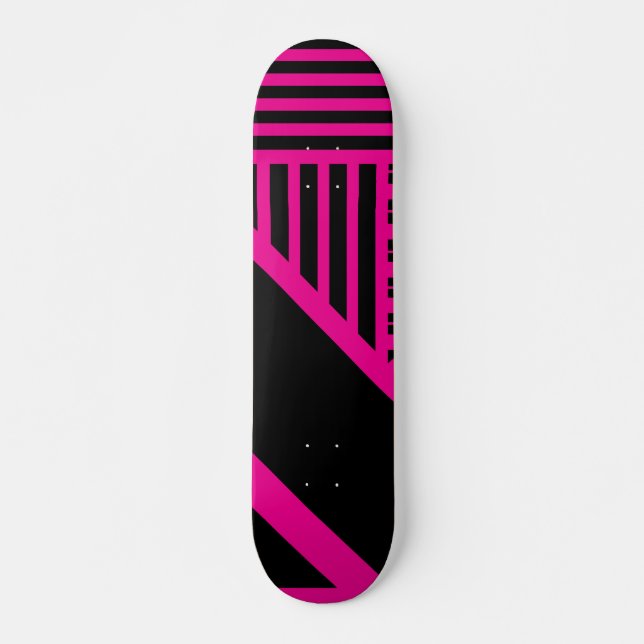 Triangel Rand i Magenta och svart Mini Skateboard Bräda 18,5 Cm (Framsida)