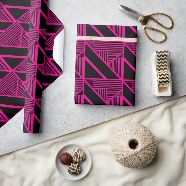Triangel Rand i Magenta och svart Presentpapper (Hantverk)