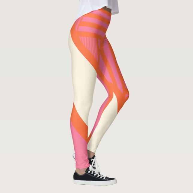 Triangel Rand i Rosa, Orange och grädde Leggings (Höger)