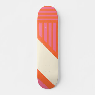 Triangel Rand i Rosa, Orange och grädde Mini Skateboard Bräda 18,5 Cm