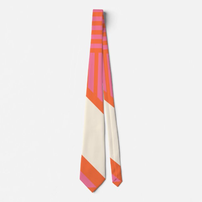Triangel Rand i Rosa, Orange och grädde Slips (Framsida)
