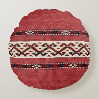 Triangel Rand Kilim Red Black White Rund Kudde