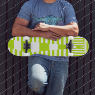 Triangel Rand - limgrön och vit Mini Skateboard Bräda 18,5 Cm