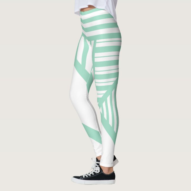 Triangel rand - Mint Grönt och White Leggings (Vänster)