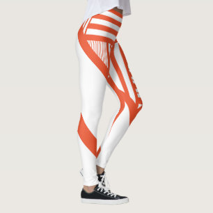 Triangel rand - Orange och vit Leggings