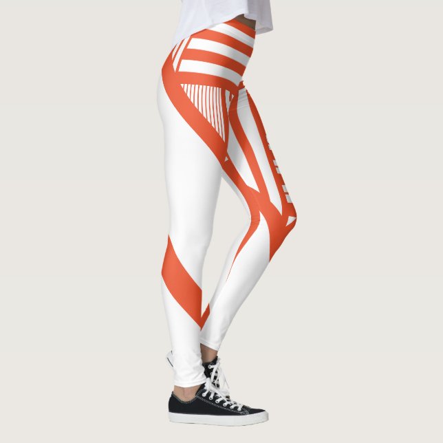 Triangel rand - Orange och vit Leggings (Höger)
