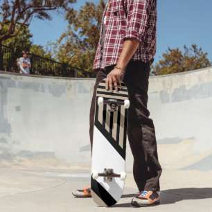Triangel Rand - Taupe, Black and White Mini Skateboard Bräda 18,5 Cm