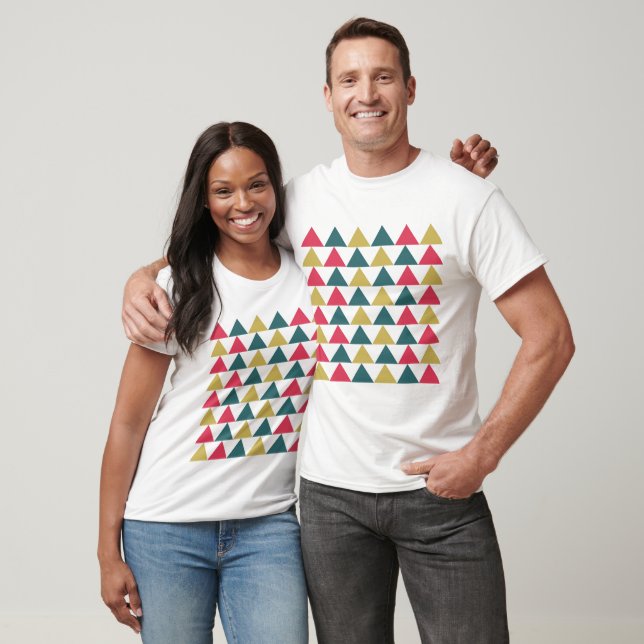 Triangelfärgad geometrisk triangel Mönster T Shirt (Unisex)
