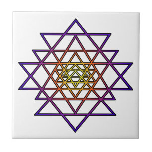 TriangelMandala (den gula lilan) Sri Yantra Kakelplatta