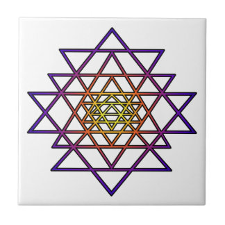 TriangelMandala (den gula lilan) Sri Yantra Kakelplatta