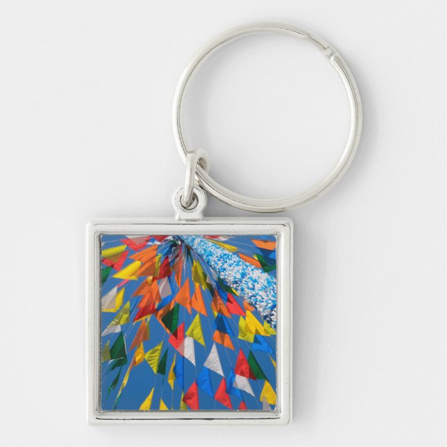 Triangelns Flagga, Dekoration Fyrkantig Silverfärgad Nyckelring (Framsidan)