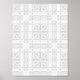 Triangelrutnät Färgläggnings sida Abstrakt Mönster Poster