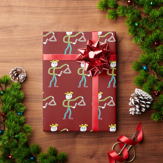 Triangelspelande Stickman Presentpapper (Julgåva)