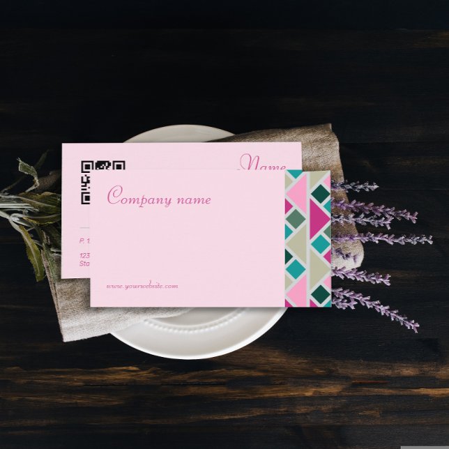 Triangelturkos fuchsia rosa QR-Affärskort Visitkort (This card also conveniently incorporates a QR code.)