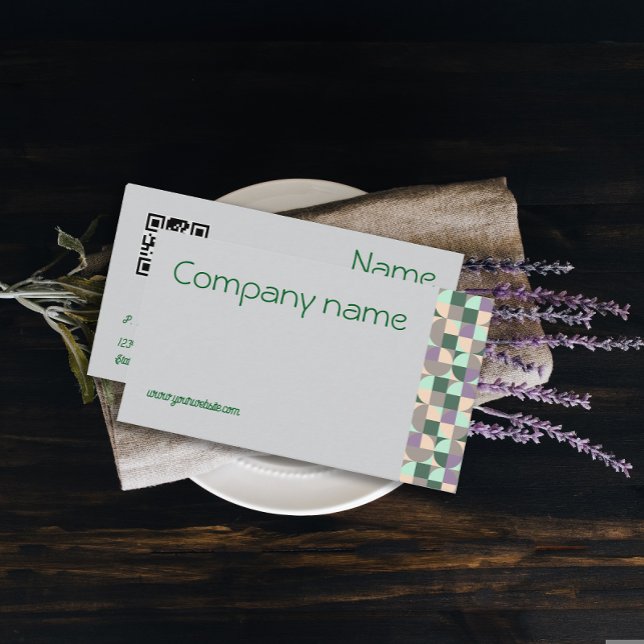 Triangelturkos grönt grått QR Affärskort Visitkort (Skapare uppladdad)