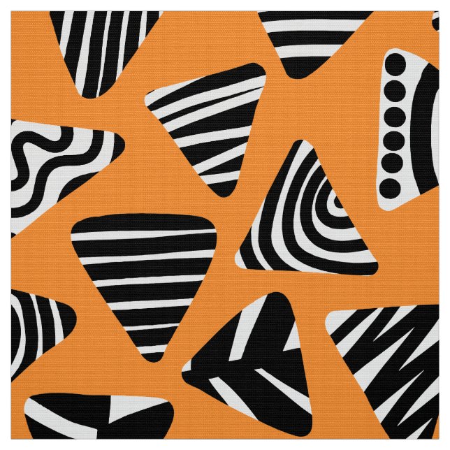 Trianglar 240121 - Svartvit på Orange Tyg (Provkarta)