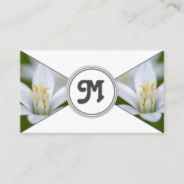 Trianglar av monogramvita blommor med floristisk e visitkort