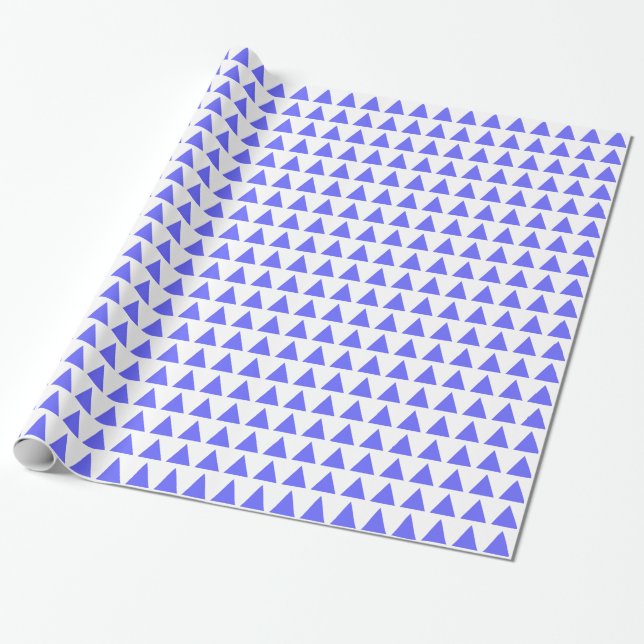 Trianglar - Elektriskt blått på vitt Presentpapper (Utrullad)