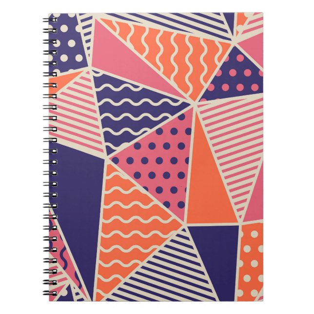 Trianglar för abstrakt: Vintagens geometriska bakg Anteckningsbok (Framsidan)