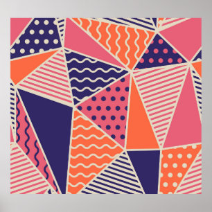 Trianglar för abstrakt: Vintagens geometriska bakg Poster