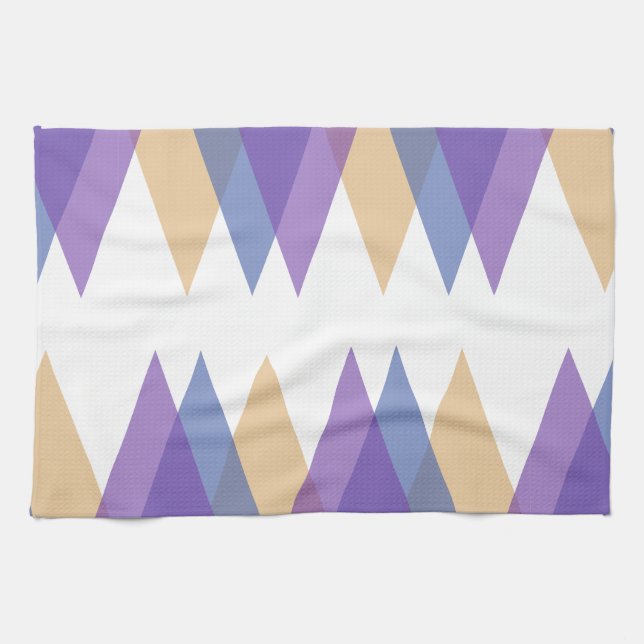 Trianglar för lila, blått och gult kökshandduk (Horisontell)