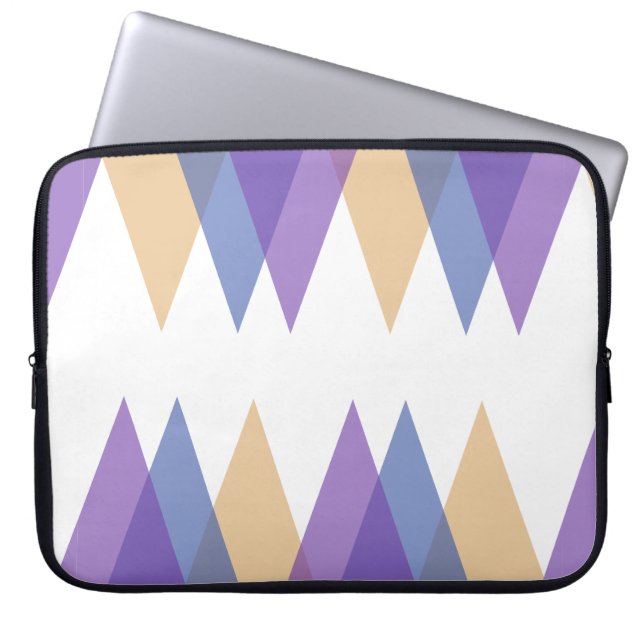 Trianglar för lila, blått och gult laptop fodral (Framsidan)