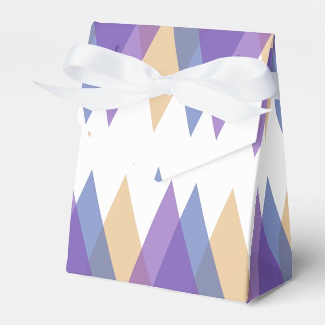 Trianglar för lila, blått och gult presentaskar (Framsidan Sidan)