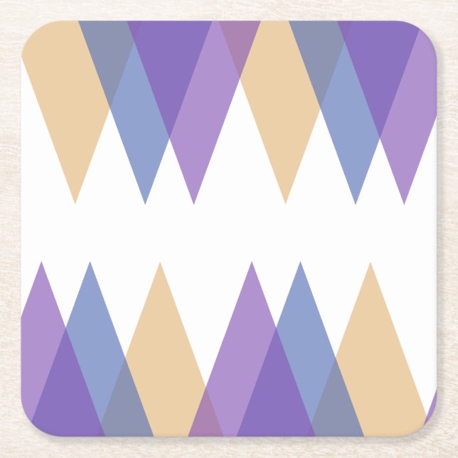 Trianglar för lila, blått och gult underlägg papper kvadrat (Framsidan)