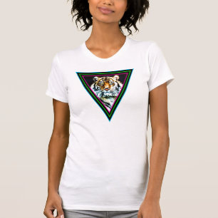 Trianglar för neon för ansikte för tiger för t-shirt