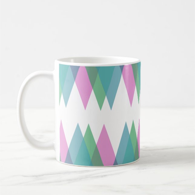 Trianglar för rosa och grönt kaffemugg (Vänster)