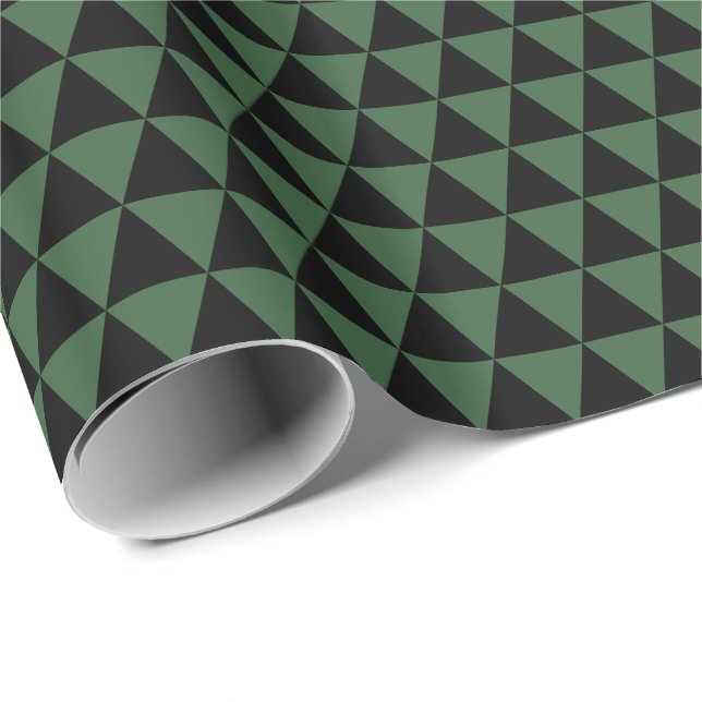 Trianglar för svartvitt och Grönt Presentpapper (Rullad Hörn)