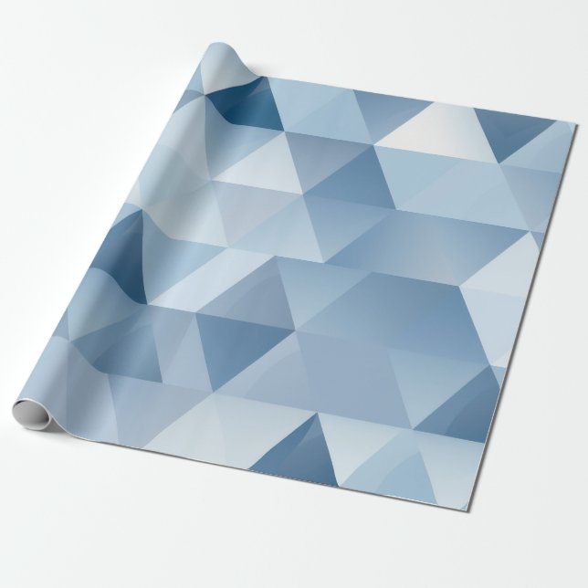Trianglar i blått och grått presentpapper (Utrullad)