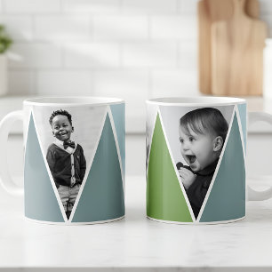 Trianglar i blått och grönt Photo Mugg