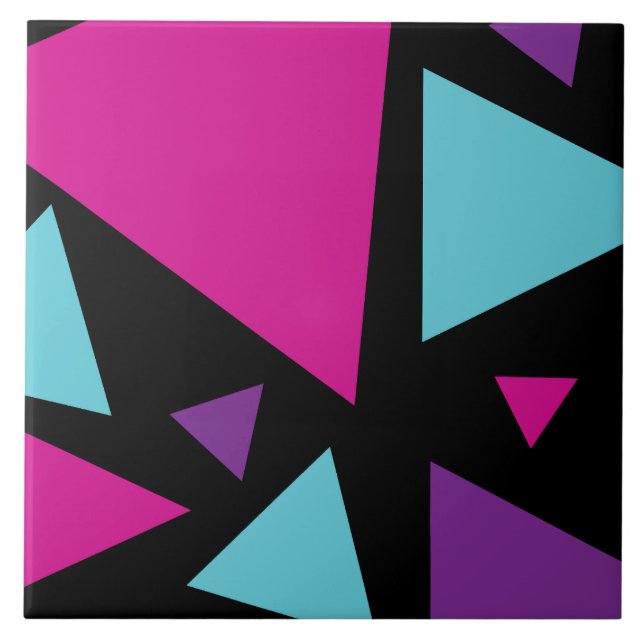Trianglar inom Rosa, Lila, blått och svart Kakelplatta (Framsidan)