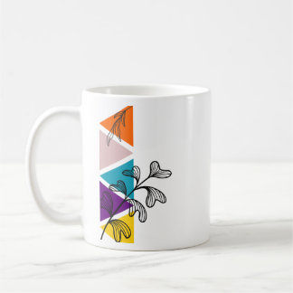 Trianglar med flera färgader och Hand plockade Löv Kaffemugg