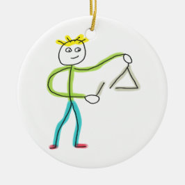 Triangle Playing Stickman Julgransprydnad Keramik