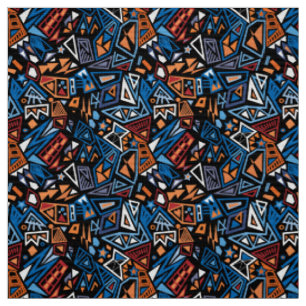 Triangle pop art coola bright black blue mönster tyg